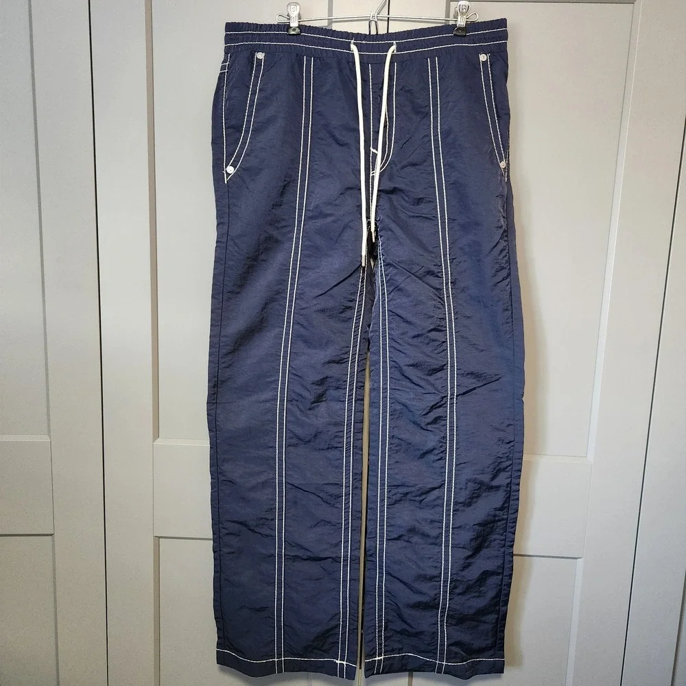 New True Religion 32 Vinny Ultra Baggy Nylon Pants Navy Blue Men's